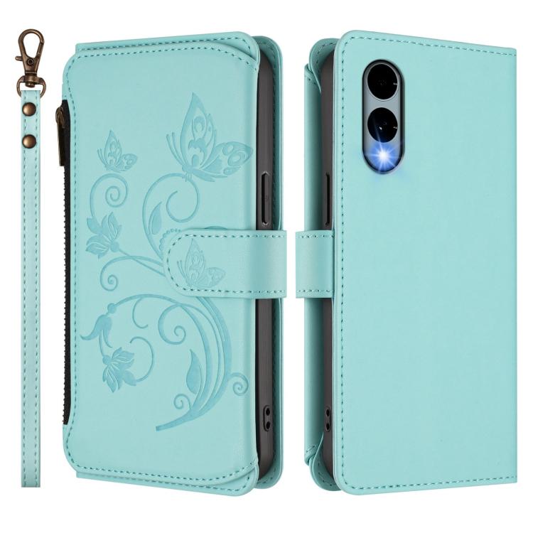 For Fujitsu Arrows We2 F-52E Butterfly Love Flower Multi-card Zipper Wallet Leather Phone Case