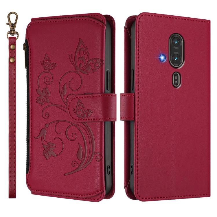 For Fujitsu RakuRaku F-53E Butterfly Love Flower Multi-card Zipper Wallet Leather Phone Case
