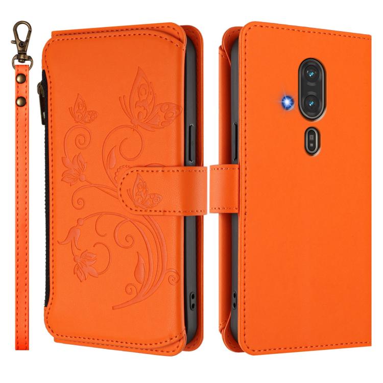 For Fujitsu RakuRaku F-53E Butterfly Love Flower Multi-card Zipper Wallet Leather Phone Case