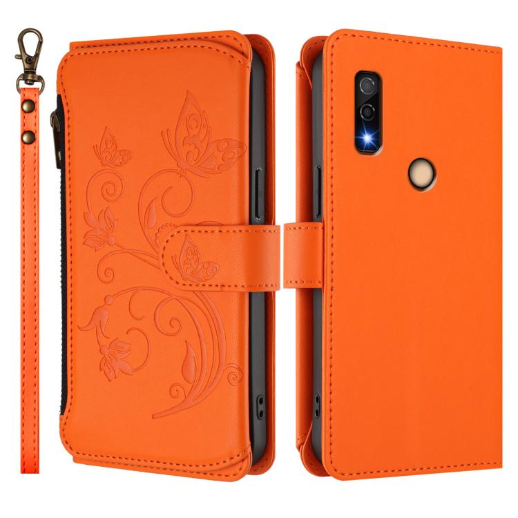 For Fujitsu Arrows We3 Butterfly Love Flower Multi-card Zipper Wallet Leather Phone Case