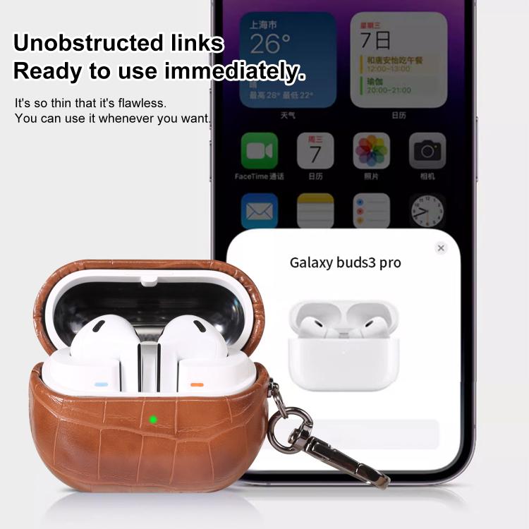 For Samsung Galaxy Buds3 / Buds3 Pro Candy Color Crocodile Texture Earphone Protective Case