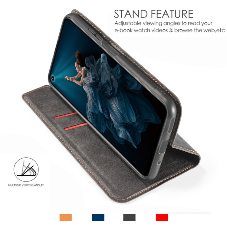 For Huawei Honor 20 Retro Simple Ultra-thin Magnetic Horizontal Flip Leather Case, with Holder & Card Slots & Lanyard