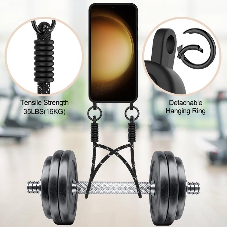 For Samsung Galaxy S23 5G Integrated Card Bag Solid Color Liquid Silicone Phone Case Gen2 with Short Lanyard