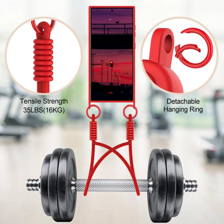 For Samsung Galaxy S24 Ultra 5G Integrated Card Bag Solid Color Liquid Silicone Phone Case Gen2 with Short Lanyard