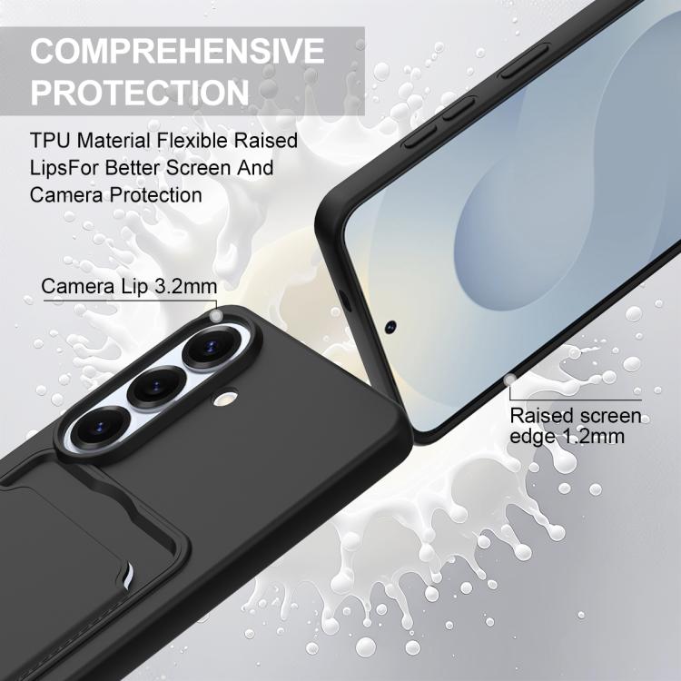 For Samsung Galaxy S26 5G Integrated Card Bag Solid Color Liquid Silicone Phone Case Gen2 with Short Lanyard
