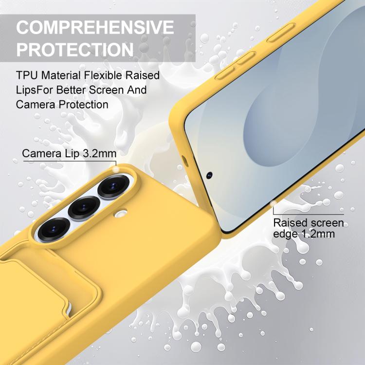 For Samsung Galaxy S26 5G Integrated Card Bag Solid Color Liquid Silicone Phone Case Gen2 with Short Lanyard