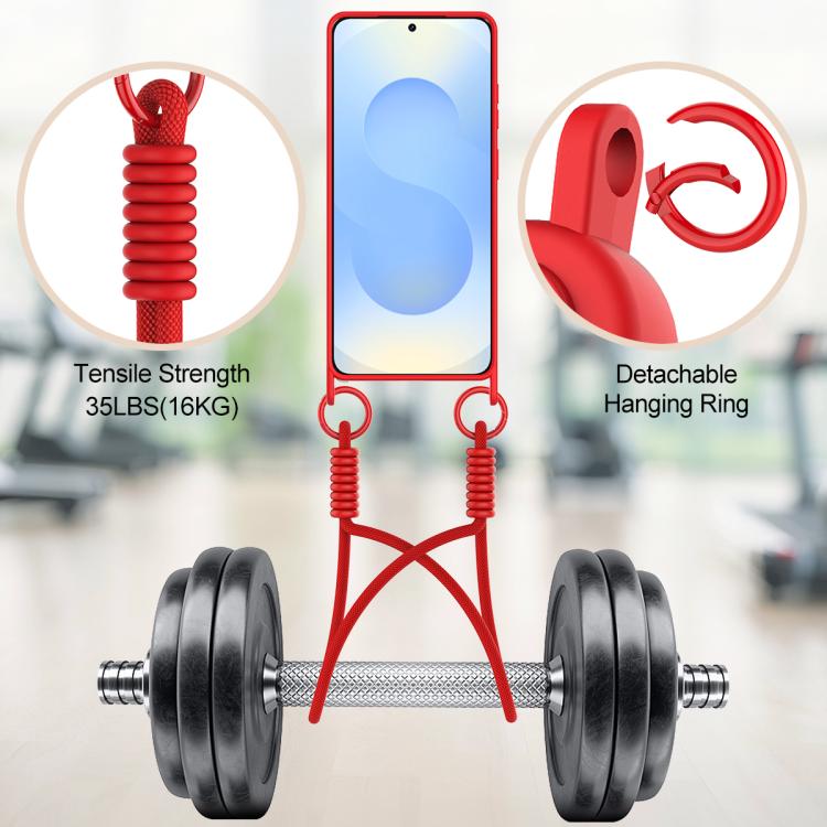 For Samsung Galaxy S26 Ultra 5G Integrated Card Bag Solid Color Liquid Silicone Phone Case Gen2 with Short Lanyard