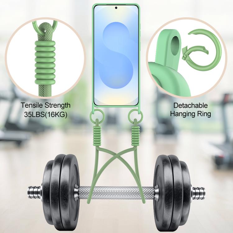 For Samsung Galaxy S26 Ultra 5G Integrated Card Bag Solid Color Liquid Silicone Phone Case Gen2 with Short Lanyard