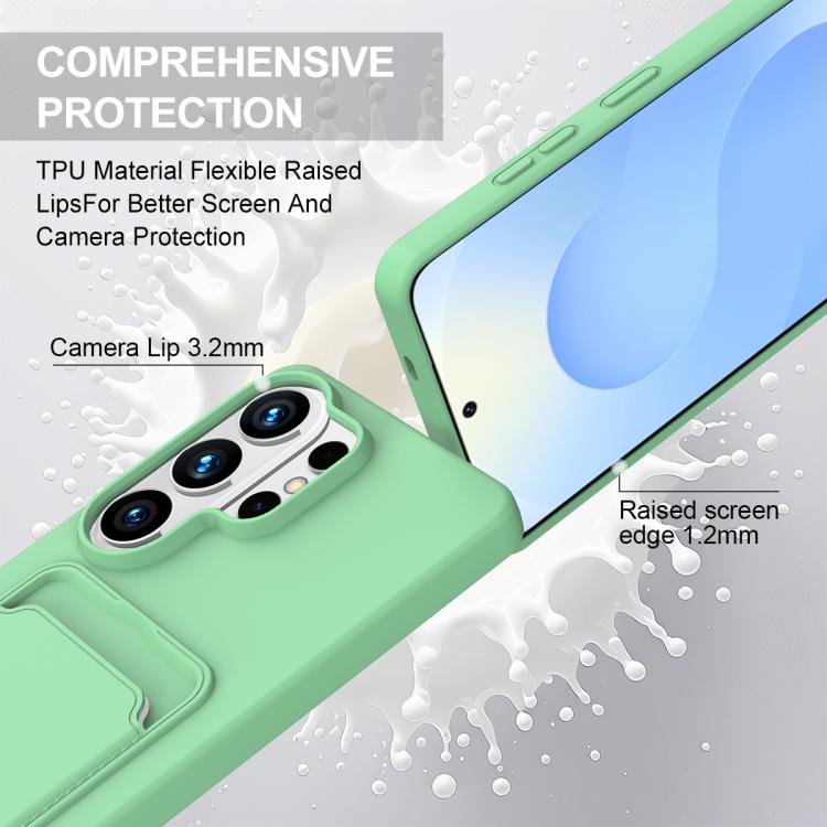 For Samsung Galaxy S26 Ultra 5G Integrated Card Bag Solid Color Liquid Silicone Phone Case Gen2 with Short Lanyard