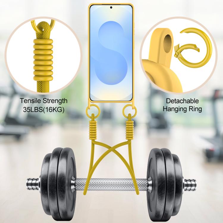 For Samsung Galaxy S26 Ultra 5G Integrated Card Bag Solid Color Liquid Silicone Phone Case Gen2 with Short Lanyard