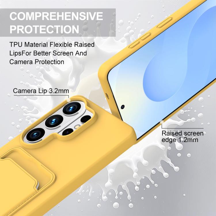 For Samsung Galaxy S26 Ultra 5G Integrated Card Bag Solid Color Liquid Silicone Phone Case Gen2 with Short Lanyard