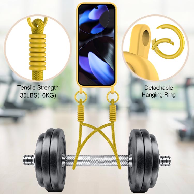 For Google Pixel 9  Integrated Card Bag Solid Color Liquid Silicone Phone Case Gen2 with Short Lanyard