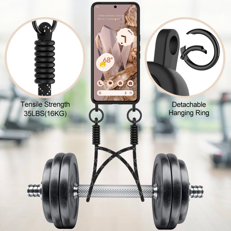 For Google Pixel 8 Pro Integrated Card Bag Solid Color Liquid Silicone Phone Case Gen2 with Short Lanyard