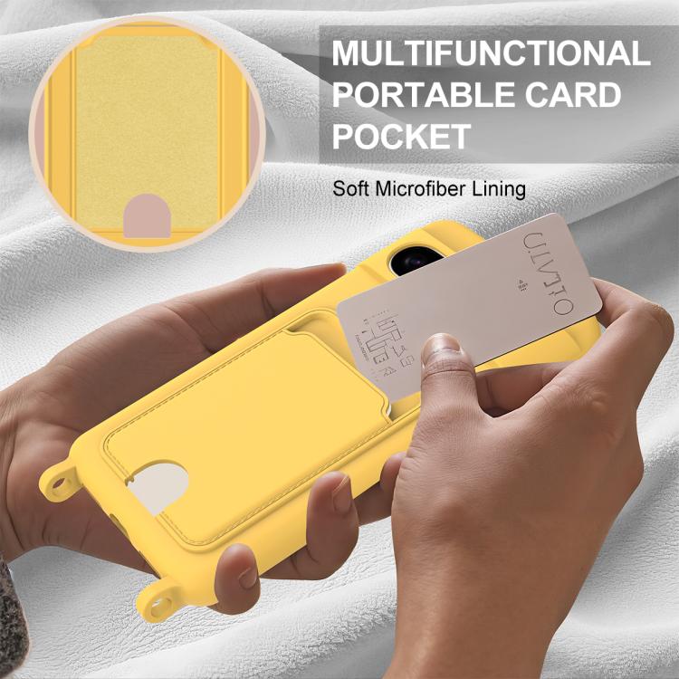 For Google Pixel 8 Pro Integrated Card Bag Solid Color Liquid Silicone Phone Case Gen2 with Short Lanyard