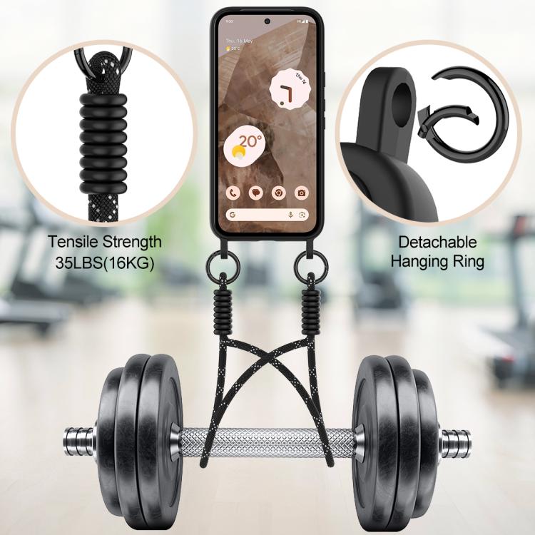 For Google Pixel 8a Integrated Card Bag Solid Color Liquid Silicone Phone Case Gen2 with Short Lanyard