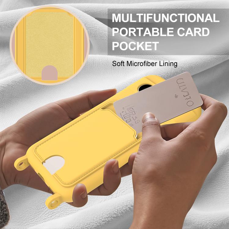For Google Pixel 8a Integrated Card Bag Solid Color Liquid Silicone Phone Case Gen2 with Short Lanyard