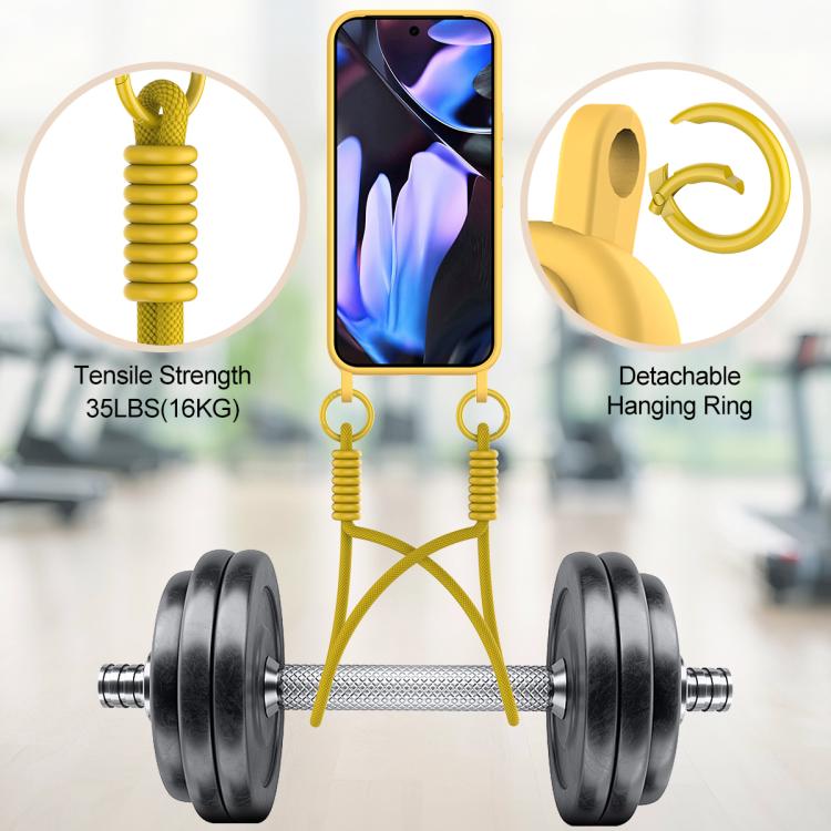 For Google Pixel 10 Pro Integrated Card Bag Solid Color Liquid Silicone Phone Case Gen2 with Short Lanyard