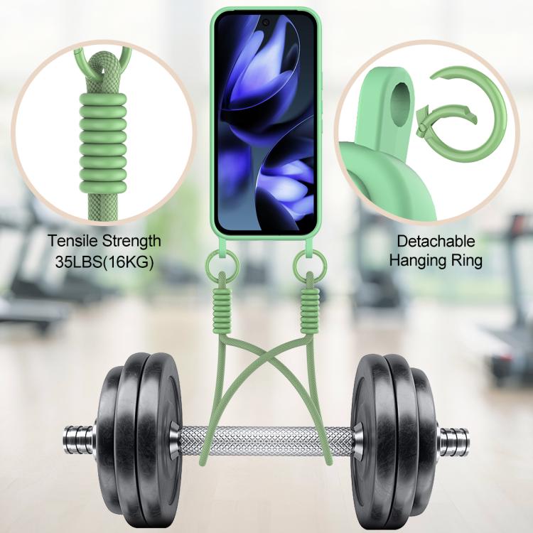 For Google Pixel 10 Integrated Card Bag Solid Color Liquid Silicone Phone Case Gen2 with Short Lanyard