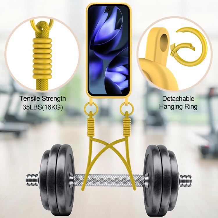 For Google Pixel 10 Integrated Card Bag Solid Color Liquid Silicone Phone Case Gen2 with Short Lanyard