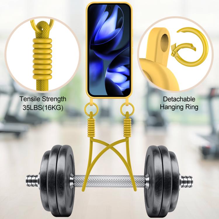 For Google Pixel 9a Integrated Card Bag Solid Color Liquid Silicone Phone Case Gen2 with Short Lanyard