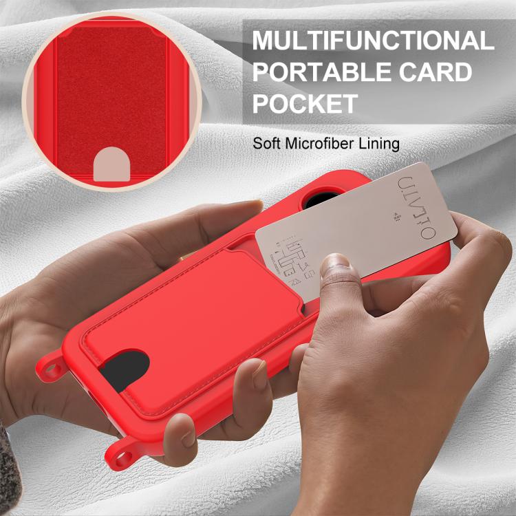 For Google Pixel 10a Integrated Card Bag Solid Color Liquid Silicone Phone Case Gen2 with Short Lanyard