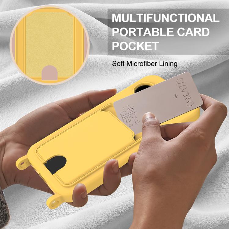 For Google Pixel 10a Integrated Card Bag Solid Color Liquid Silicone Phone Case Gen2 with Short Lanyard