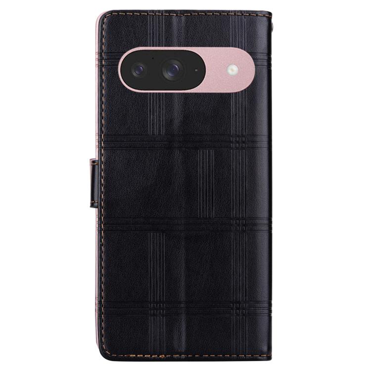 For Google Pixel 9 Embossed Checkered Leather Phone Case