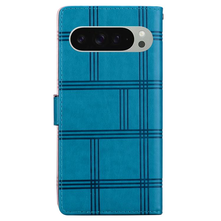 For Google Pixel 9 Pro Embossed Checkered Leather Phone Case