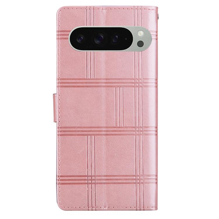 For Google Pixel 9 Pro Embossed Checkered Leather Phone Case