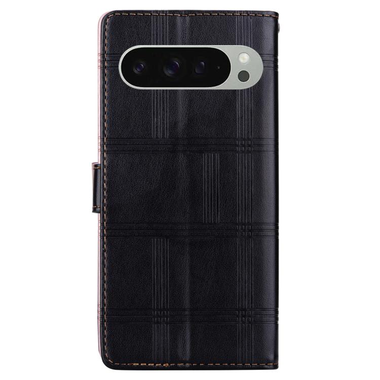 For Google Pixel 9 Pro Embossed Checkered Leather Phone Case