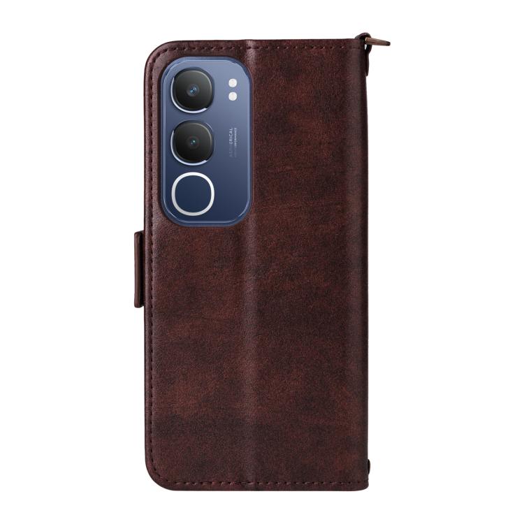 For vivo Y19s 4G Multi-card Slots Crossbody Cowhide Leather Phone Case