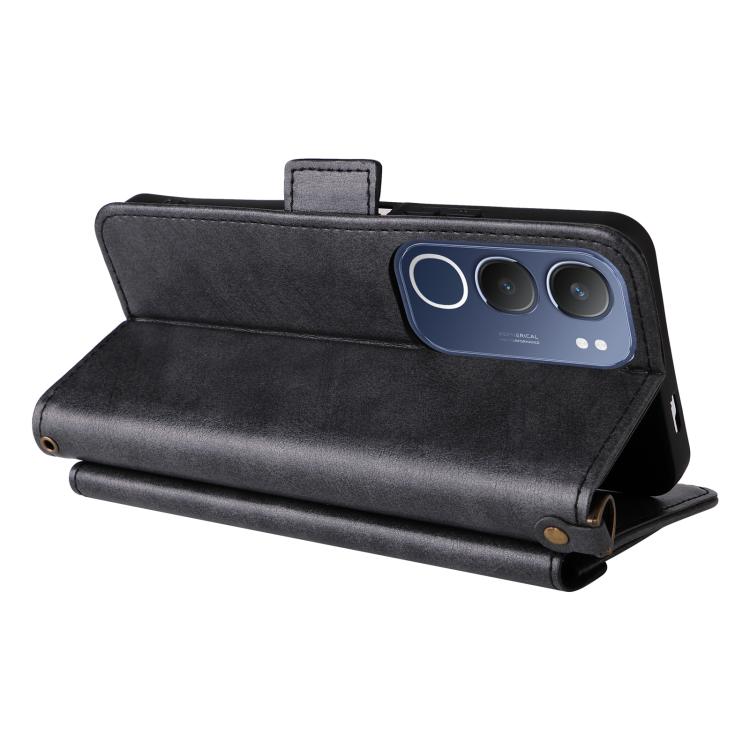 For vivo Y19s 4G Multi-card Slots Crossbody Cowhide Leather Phone Case