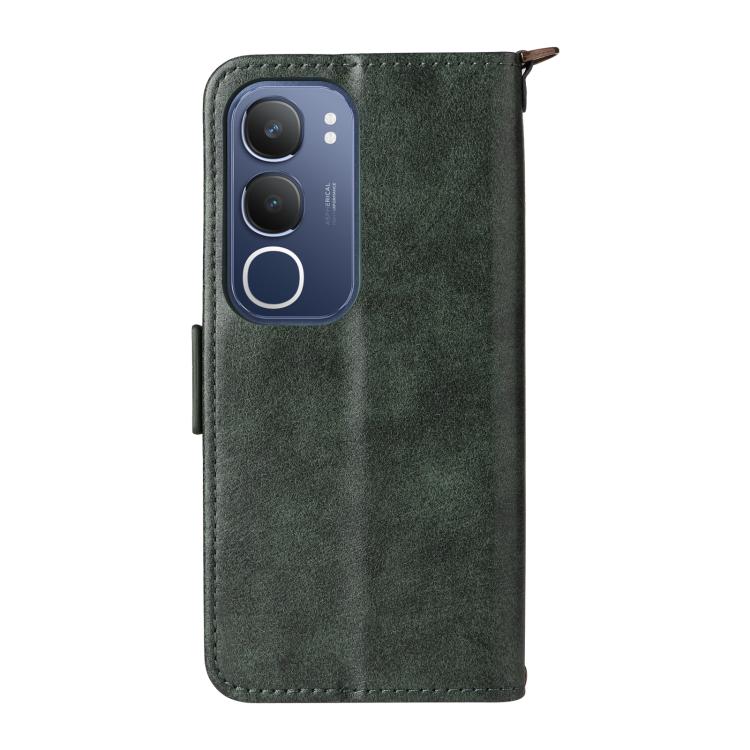 For vivo Y19s 4G Multi-card Slots Crossbody Cowhide Leather Phone Case