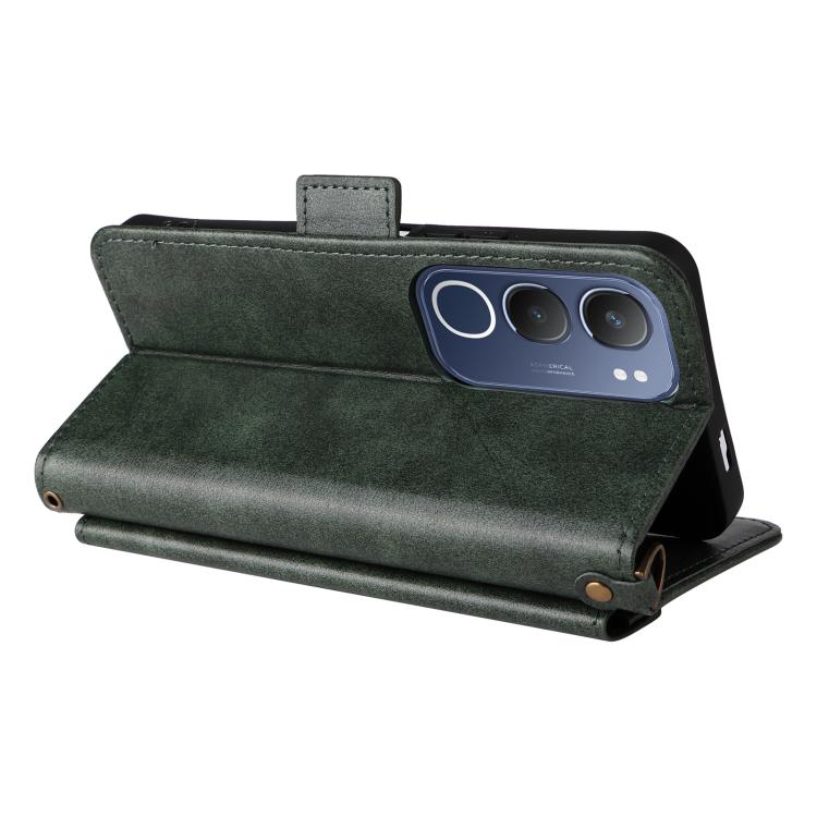For vivo Y19s 4G Multi-card Slots Crossbody Cowhide Leather Phone Case