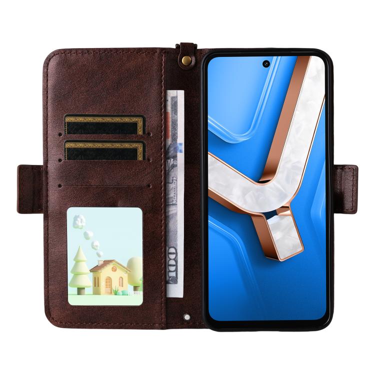 For vivo Y29 4G Global Multi-card Slots Crossbody Cowhide Leather Phone Case