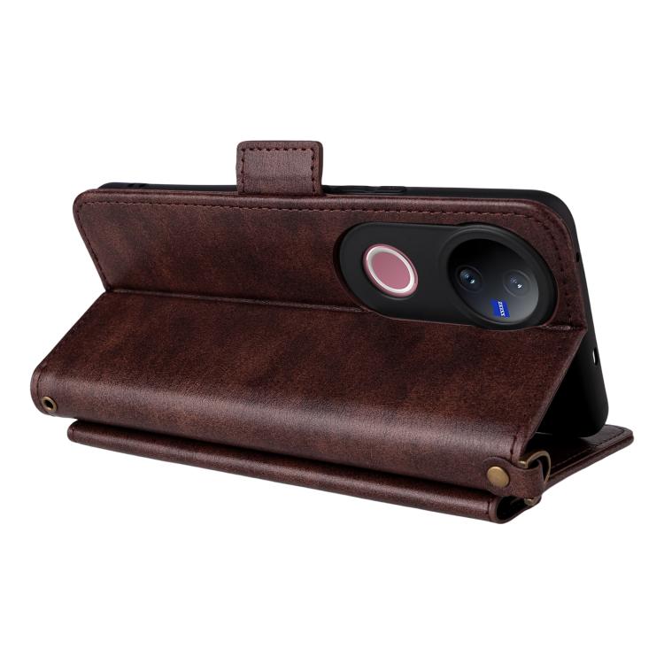 For vivo V50 5G Global / V50e Multi-card Slots Crossbody Cowhide Leather Phone Case