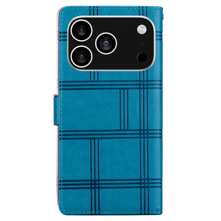 For iPhone 17 Pro Max Embossed Checkered Leather Phone Case