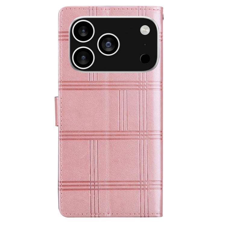 For iPhone 17 Pro Max Embossed Checkered Leather Phone Case