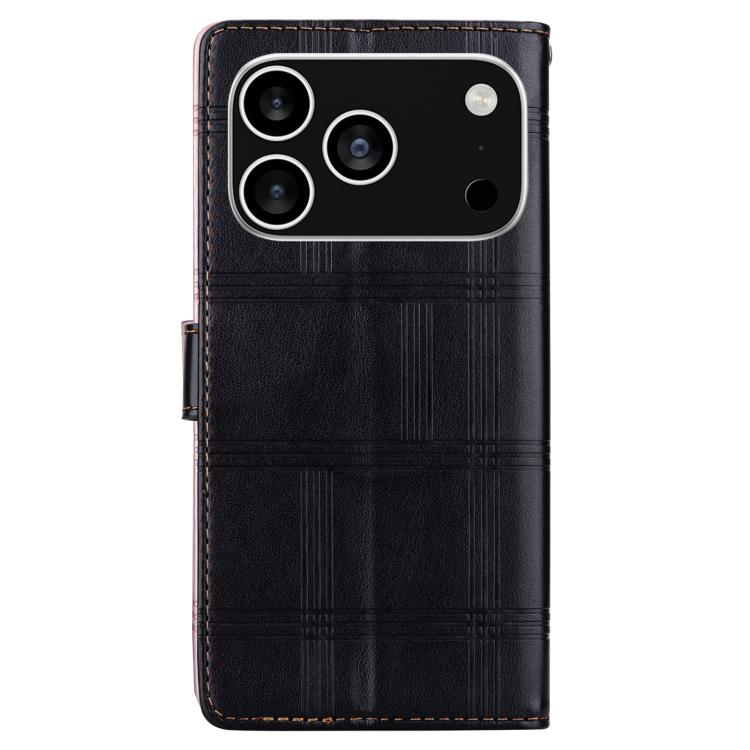 For iPhone 17 Pro Max Embossed Checkered Leather Phone Case