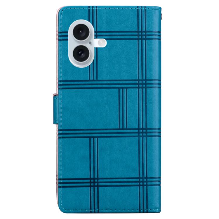 For iPhone 17 Embossed Checkered Leather Phone Case