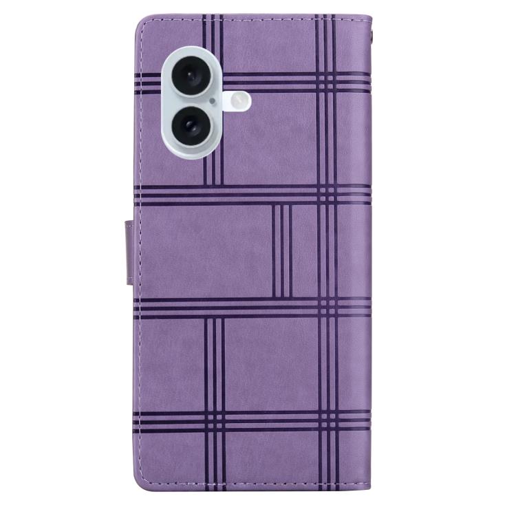 For iPhone 17 Embossed Checkered Leather Phone Case