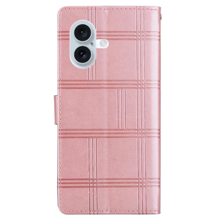 For iPhone 17 Embossed Checkered Leather Phone Case