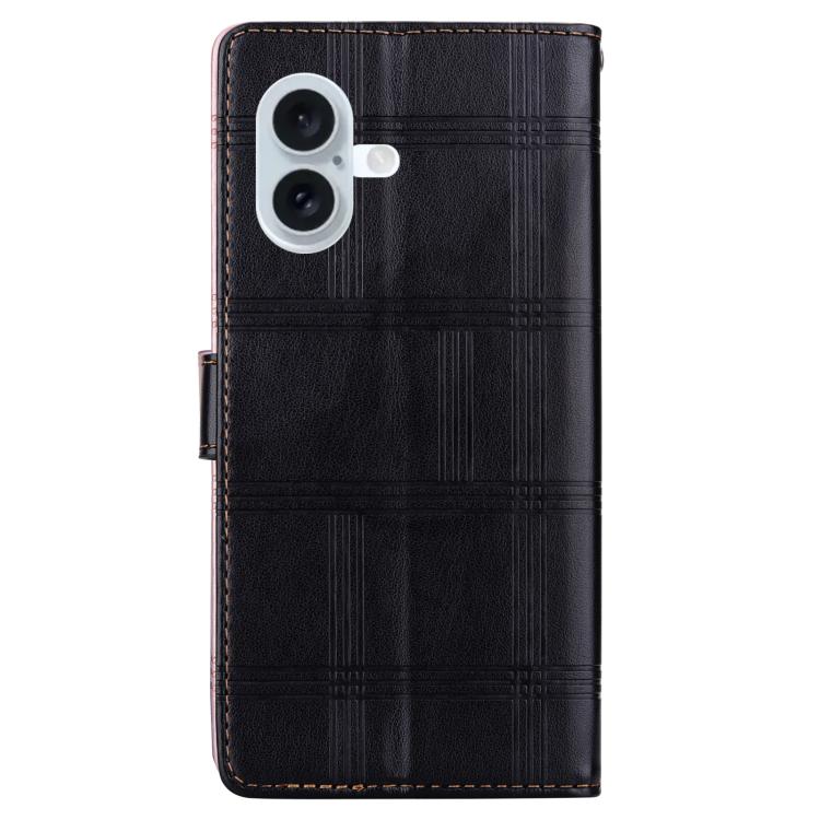 For iPhone 17 Embossed Checkered Leather Phone Case