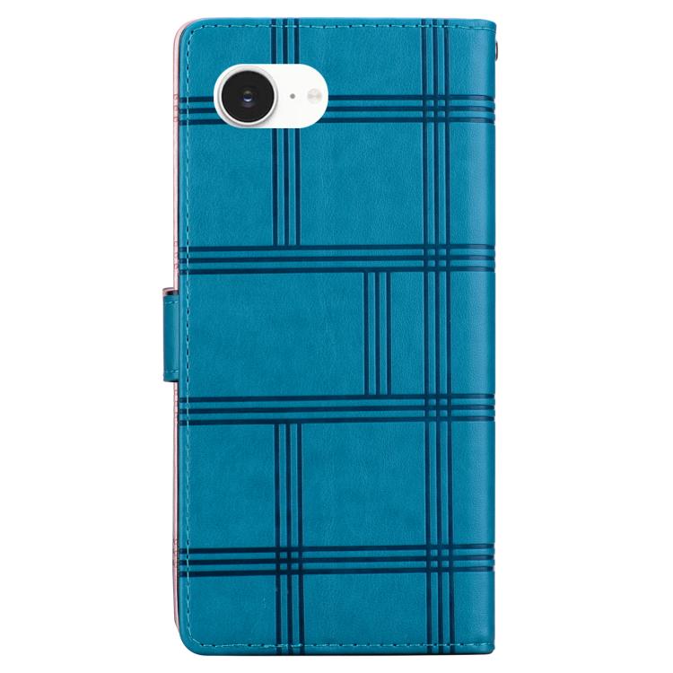 For iPhone 17e / 16e Embossed Checkered Leather Phone Case