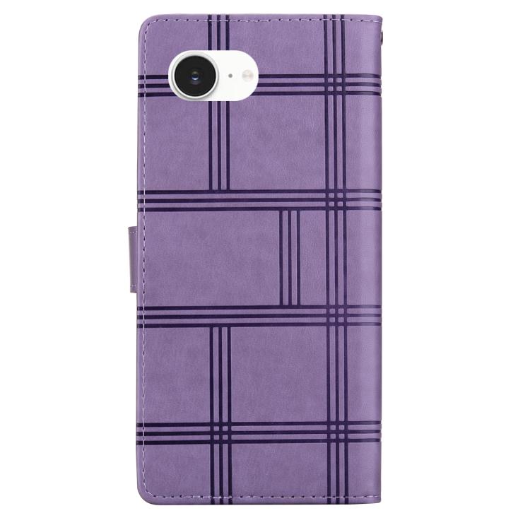 For iPhone 17e / 16e Embossed Checkered Leather Phone Case