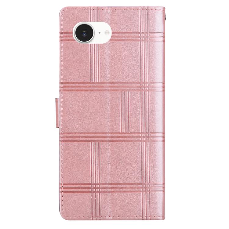 For iPhone 17e / 16e Embossed Checkered Leather Phone Case
