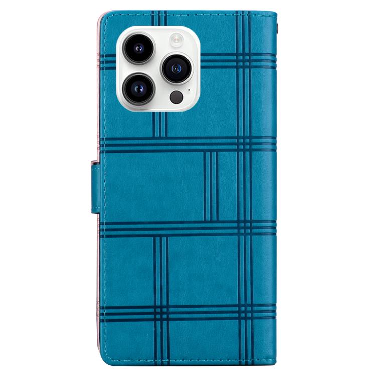 For iPhone 15 Pro Max Embossed Checkered Leather Phone Case