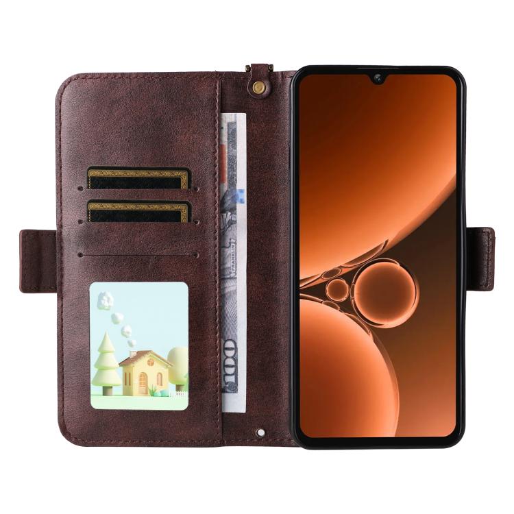 For Oukitel C59 Pro Multi-card Slots Crossbody Cowhide Leather Phone Case