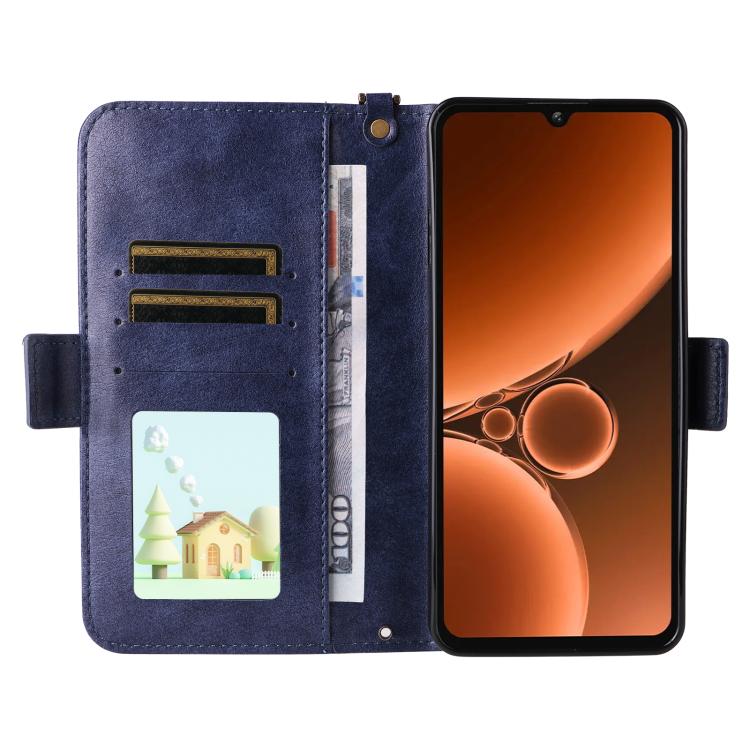 For Oukitel C59 Pro Multi-card Slots Crossbody Cowhide Leather Phone Case