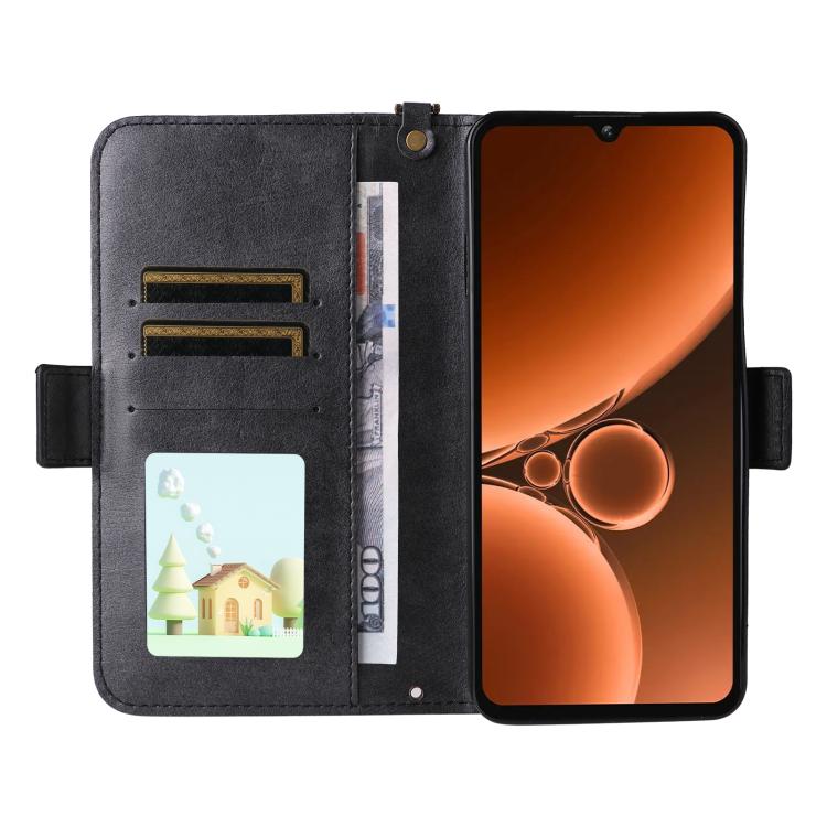 For Oukitel C59 Pro Multi-card Slots Crossbody Cowhide Leather Phone Case
